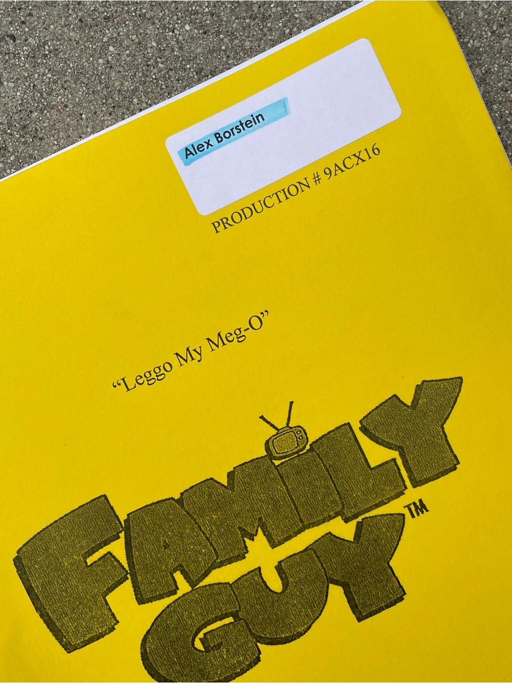 Family Guy 2011 Alex Borstein Production Used Table Draft Script Leggo My Meg-O